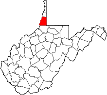 Map of West Virginia highlighting Marshall County