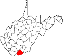 State map highlighting Mercer County