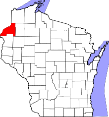 State map highlighting Burnett County