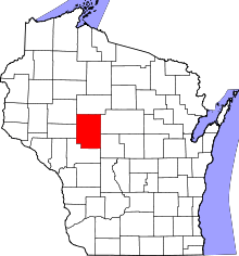 Map of Wisconsin highlighting Clark County