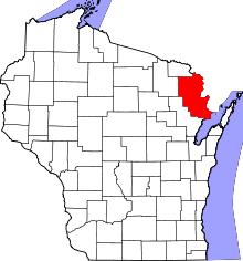 State map highlighting Marinette County