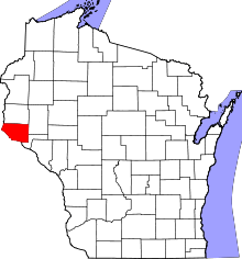 Map of Wisconsin highlighting Pierce County