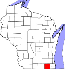 Map of Wisconsin highlighting Walworth County