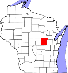 State map highlighting Waupaca County