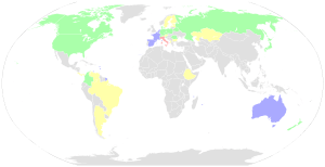 Map showing the number of riders from each nation in the 2015 Giro d'Italia