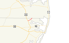 A map of northern Worcester County showing major roads.  Maryland Route 367 runs from Bishop to the Delaware state line near Bishopville.