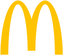 Two yellow arches joined together to form a rounded letter M.