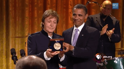 McCartney and President Barack Obama. Obama is handing the Gershwin Prize to McCartney.