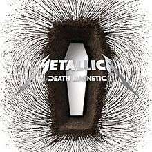 A magnetic field around a coffin-shaped structure. Over it is the text "Metallica – Death Magnetic".