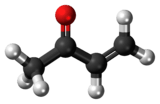 Ball-and-stick model of the methyl vinyl ketone molecule