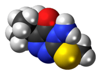 Space-filling model of the metribuzin molecule