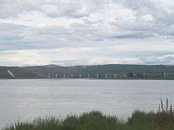 Motorway bridge spanning river valley