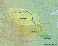 Map showing the three freshwater ecoregions of the Missouri River basin