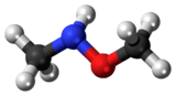 Ball-and-stick model of the N,O-dimethylhydroxylamine molecule