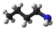 Ball-and-stick model of the N-butylamine molecule