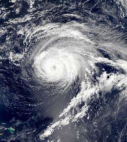 Satellite image of hurricane.