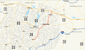 Map of New York State Route 166