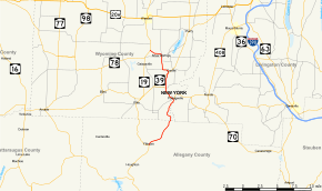 Map of New York State Route 19A