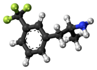 Ball-and-stick model of the norfenfluramine molecule