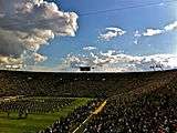 The Band of the Fighting Irish plays inside Notre Dame Stadium.