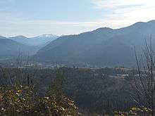 Oakridge as seen from a hill to the north