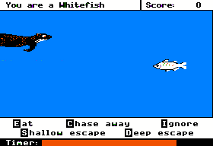 A screenshot from the Apple II version of the Odell Lake game.