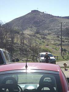 Table Rock from the parking lot of the defunct Idaho State Penitentiary, itself a tourist destination.