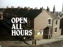 1976 title card. The series title appears over an aerial shot of the corner shop.