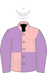 Pink and mauve (quartered), mauve sleeves, white cap