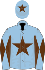 Light blue, brown star, diabolo on sleeves and star on cap