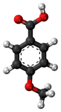 Ball-and-stick model of the p-anisic acid molecule