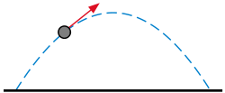 parabolic projectile motion showing velocity vector