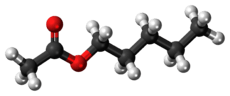 Ball-and-stick model of the amyl acetate molecule