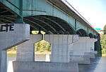 A box girder bridge high above the river.