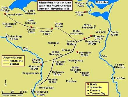 Prenzlau-Lübeck Campaign Map, October–November 1806