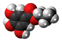 Space-filling model of the propyl gallate molecule