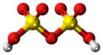 Ball and stick model of the disulfuric acid molecule