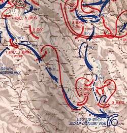 map showing the ground assault by two German reconnaissance regiments