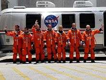 Photo STS-124 in front of NASA Astrovan before liftoff at Kennedy Space Center.