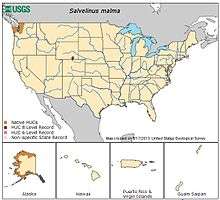 Map showing U.S. range of Dolly Varden