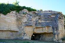 Excavations in limestone, near the current Café de Paris