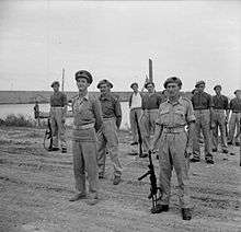 Officers and men in ranks for inspection