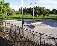 A concrete funbox in Davis, California.