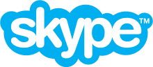 Skype's logo, featuring the word 'skype' in blue and white