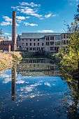 Stanley Woolen Mill reflected in Blackstone canal