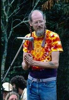 Stephen Gaskin at the Nambassa 5 day Music & Alternatives festival, New Zealand, 1981. Photographer: Michael Bennetts.