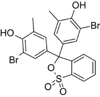 Skeletal formula of bromocresol purple in cyclic form