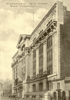 Postcard showing the Old Stuyvesant Campus at 15th Street and 1st Avenue in Manhattan's East Village