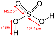 S=O bond length = 142.2 pm, S-O bond length = 157.4 pm, O-H bond length = 97 pm