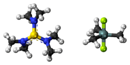 Ball-and-stick models of the component ions of the TASF reagent